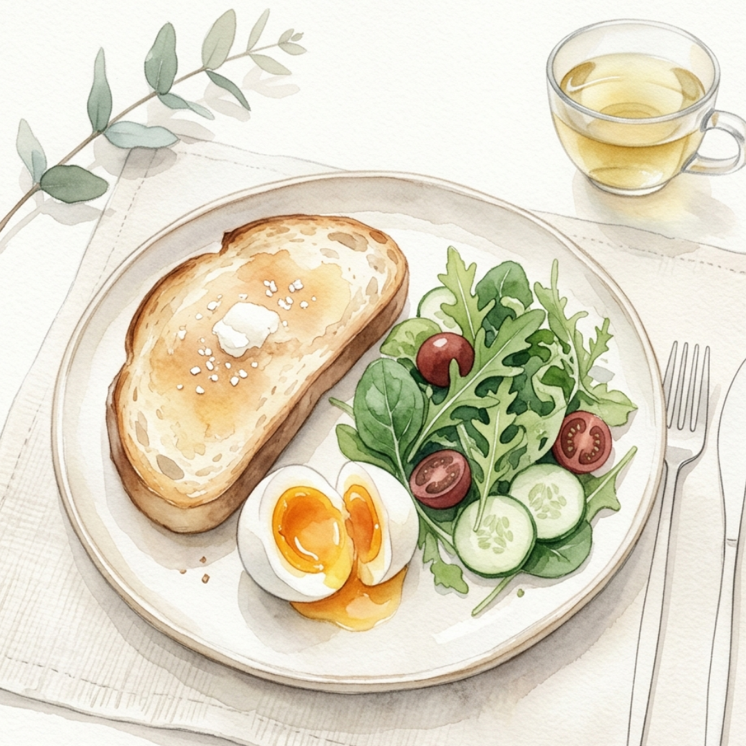 早餐三元素碳水蛋白質蔬菜搭配比例示意