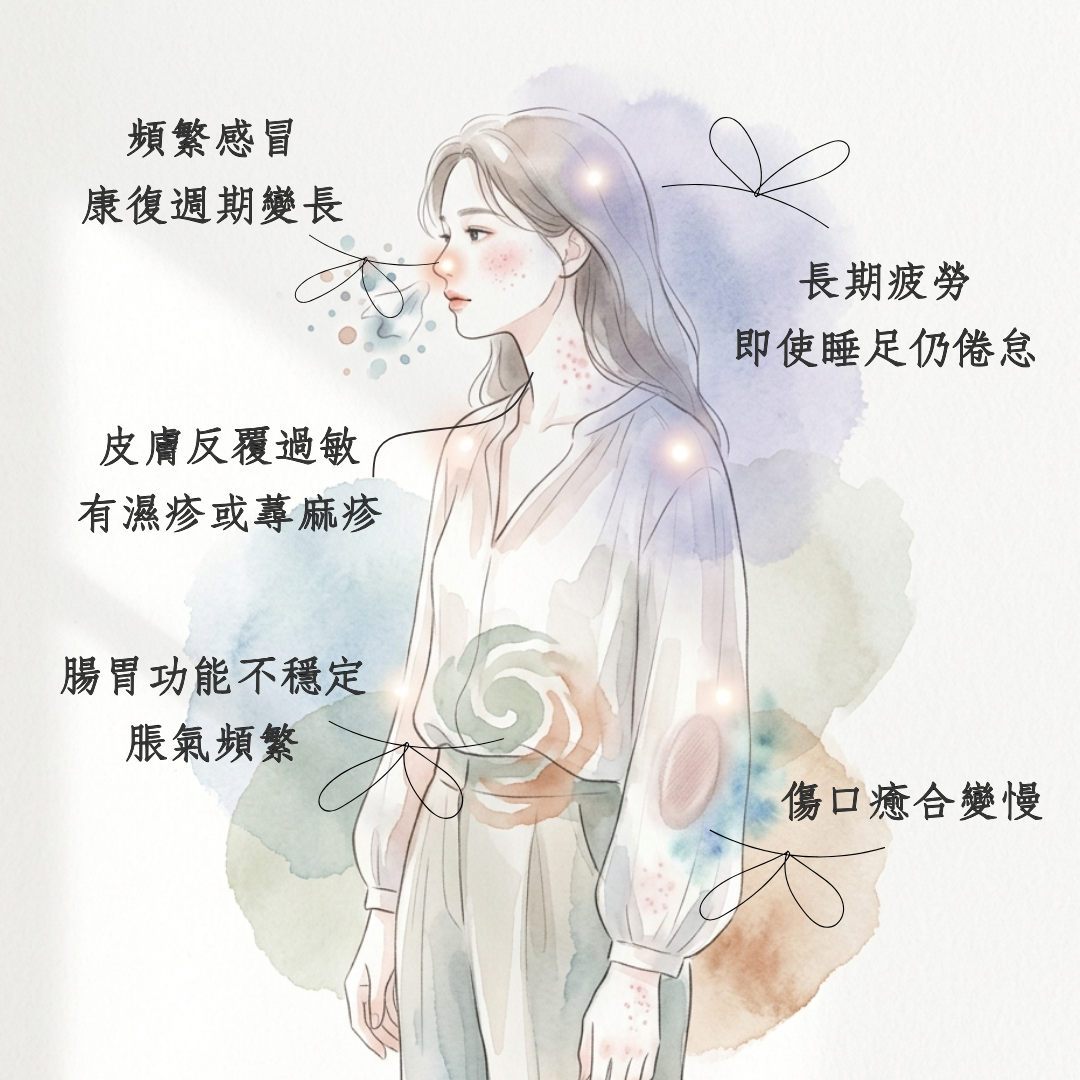 免疫力下降5大警訊對照圖