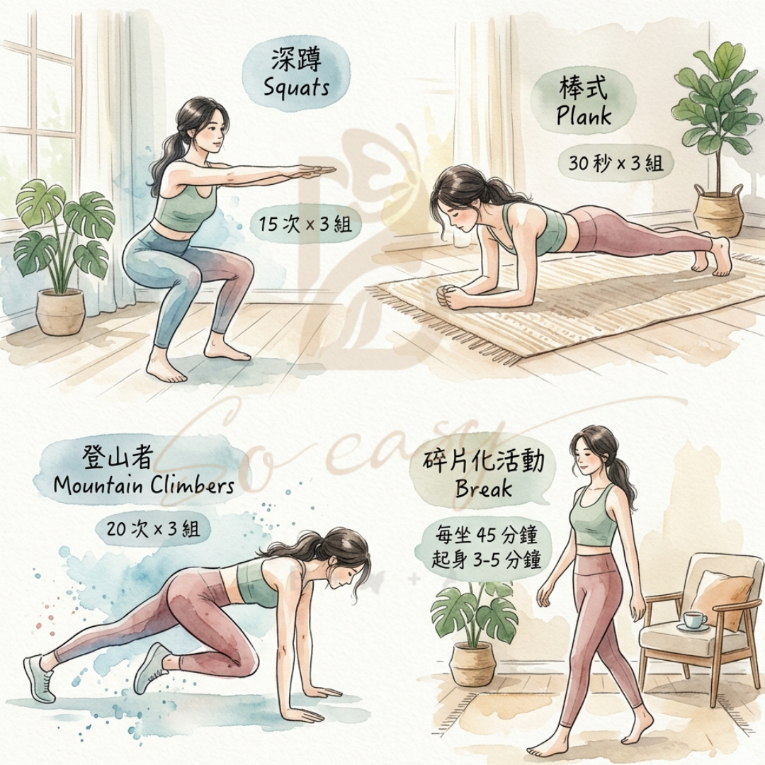 居家核心訓練動作示範 減少內臟脂肪運動計畫