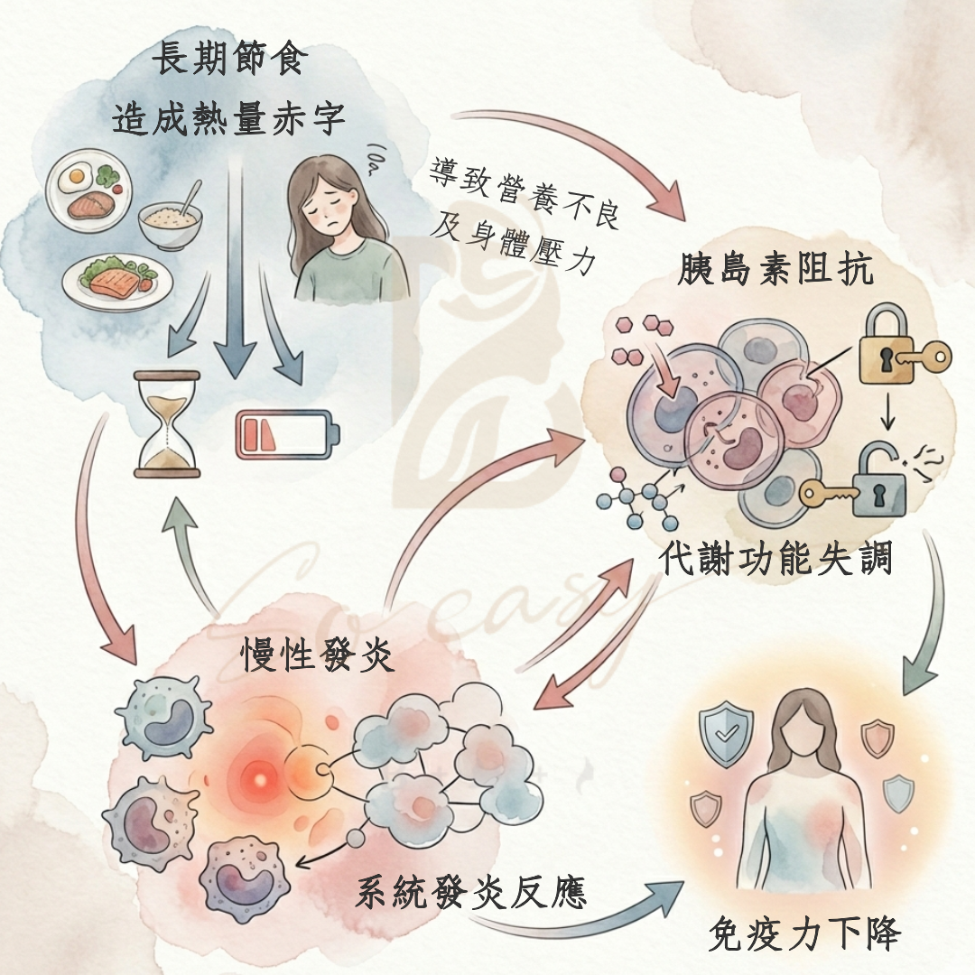 長期節食造成免疫力下降機制圖
