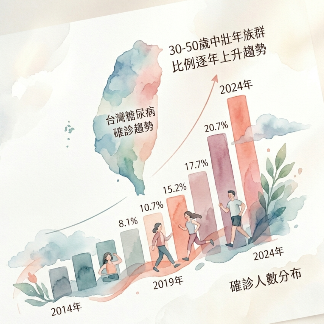 台灣糖尿病確診年齡分布圖