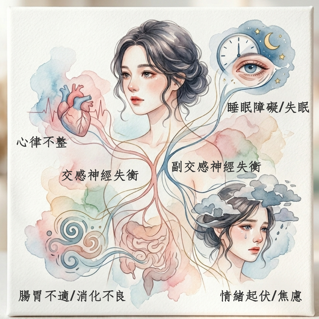 自律神經失調症狀示意圖